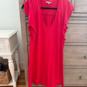 Lilla P Red Ruffled V-Neck Dress